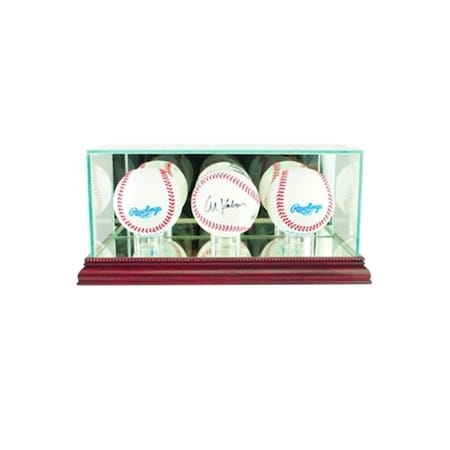 Perfect Cases TRBSB-C Triple Baseball Display Case; Cherry